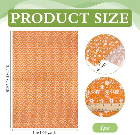 PH PandaHall Orange Floral Printed Fabric by The Yard Flower Cotton Fabric 62.9 Inch Wide Orange Wildflower Fabrics Vintage Flower Cloth for Sewing DIY Crafts Garment Quilting Home Decor in Kuwait