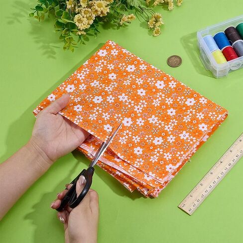 PH PandaHall Orange Floral Printed Fabric by The Yard Flower Cotton Fabric 62.9 Inch Wide Orange Wildflower Fabrics Vintage Flower Cloth for Sewing DIY Crafts Garment Quilting Home Decor in Kuwait
