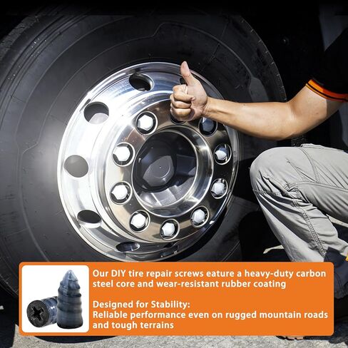60PCS Tire Repair Rubber Nail Kit Tire Repair Screws Tire Repair Spiral Rubber Screws with Screwdriver & Pliers, Fast Self-Service Flat Tire Puncture Repair Tool for Car Truck Motorcycle Tractor in Saudi Arabia