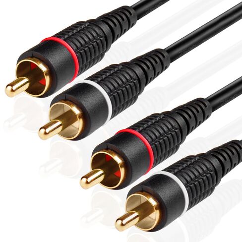 TNP RCA Cables 12ft - Gold Plated 2RCA Male to 2RCA Male Stereo Audio Cable - 2 Channel RCA to RCA Audio Cable - Dual Shielded RCA Cable for Amplifiers, Car Audio, Home Theater, Speakers, Black in Saudi Arabia