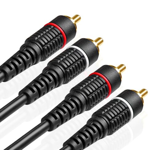 TNP RCA Cables 12ft - Gold Plated 2RCA Male to 2RCA Male Stereo Audio Cable - 2 Channel RCA to RCA Audio Cable - Dual Shielded RCA Cable for Amplifiers, Car Audio, Home Theater, Speakers, Black in Saudi Arabia