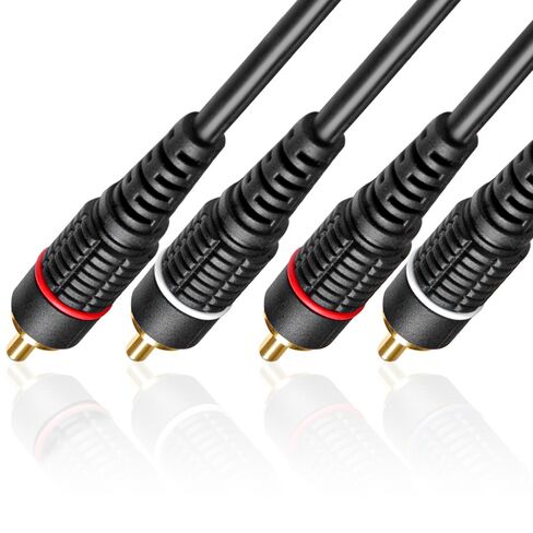 TNP RCA Cables 12ft - Gold Plated 2RCA Male to 2RCA Male Stereo Audio Cable - 2 Channel RCA to RCA Audio Cable - Dual Shielded RCA Cable for Amplifiers, Car Audio, Home Theater, Speakers, Black in Saudi Arabia