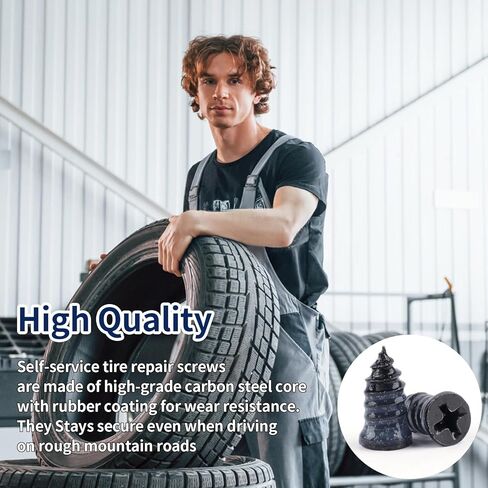 Tire Repair Screws, 60 PCS Vacuum Tire Plug Kit Spiral Rubber Nail, Tire Plugs Screw Type Fast Tool Self Screw in Tire Plugs, Tire Repair Kit for Car, Truck, Motorcycle Tire Puncture Repair in Saudi Arabia