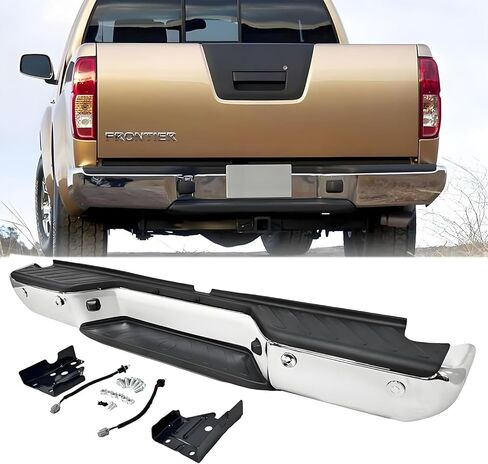 Rear Step Bumper Rear Bumper Compatible with 2005-2021 Nissan Frontier, Replace OE#NI1103114, Chrome in Kuwait