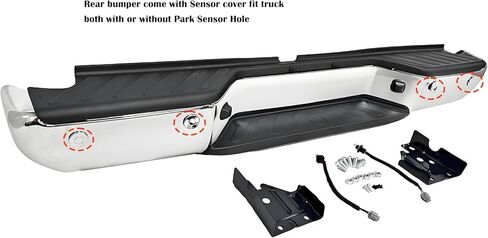 Rear Step Bumper Rear Bumper Compatible with 2005-2021 Nissan Frontier, Replace OE#NI1103114, Chrome in Kuwait