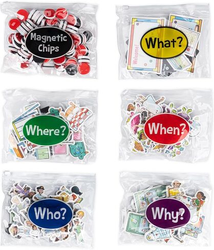 Super Duper Publications | MagneTalk WH Questions Short Stories and Activities Barrier Games | Ask and Answer Questions, Vocabulary, & Story Comprehension | Who, What, Where, When, Why, How, & Which in Kuwait