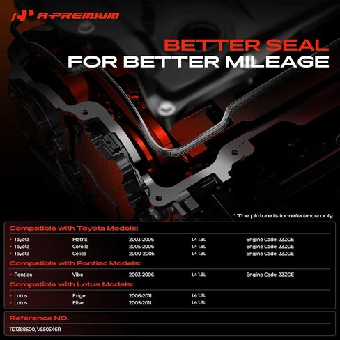 مجموعة حشية غطاء صمام المحرك A-Premium متوافقة مع Toyota Corolla 2005-2006، Matrix 2003-2006، Celica 2000-2005 & Pontiac Vibe 2003-2006 & Lotus Elise 2005-2011، Exige 2006-2011، 1.8 لتر in Kuwait