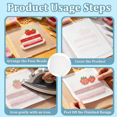 Fuse Bead Ironing Paper 6Pcs Thick Fiberglass Cloth High Temp Resistant Non Porous Reusable Iron Sheets Easy Iron Decorative Pattern Making for DIY Fuse Beads Craft Handicrafts Accessories in Saudi Arabia