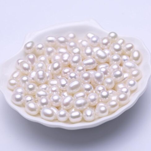 50 Pcs Real Pearls for Jewelry Making AAA 6-7mm Natural Genuine Real Freshwater Cultured Pearl Perforated Oval Pearls Beads Loose Gemstone Bead Crafts Gift for Women,DIY Gifts,0.7mm Hole. in Saudi Arabia