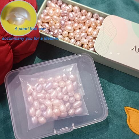 50 قطعة من اللؤلؤ الحقيقي لصنع المجوهرات AAA 6-7 مم لؤلؤ طبيعي حقيقي من المياه العذبة المزروعة خرز لؤلؤ بيضاوي مثقوب خرز أحجار كريمة فضفاضة هدية للنساء، هدايا ذاتية الصنع، فتحة 0.7 مم. in Kuwait