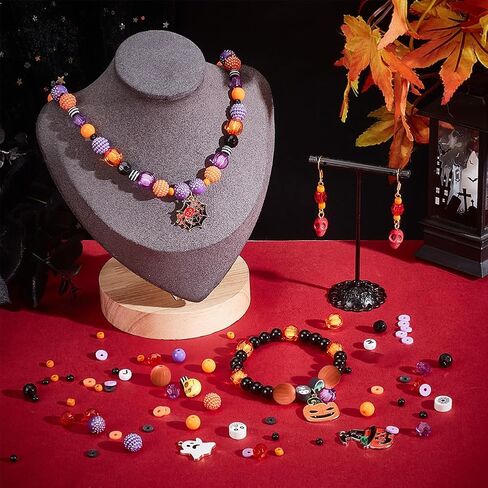 PH PandaHall Halloween Friendship Bracelet Kit, 1370+ Halloween Beads 24 Styles Orange Purple Acrylic Bead Skull Ghost Beads Charms Clay Heishi Bead for Jewelry Making Bracelet Necklace DIY Crafts in Kuwait