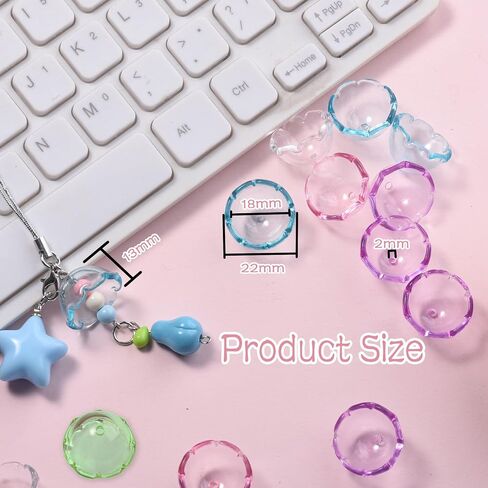 50Pcs Acrylic Clear Flower Bead Caps for Jewelry Making, Transparent Bell Charms, Semi-Round Floral Beads Bulk with Wavy Edge, Jellyfish Beads for Wind Chimes DIY Craft Key Chains-13 * 22mm in Saudi Arabia