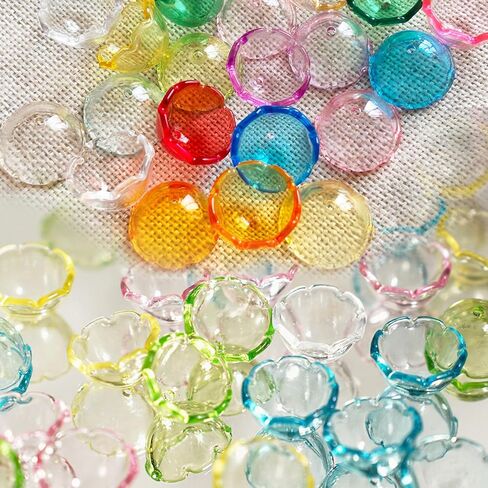 50Pcs Acrylic Clear Flower Bead Caps for Jewelry Making, Transparent Bell Charms, Semi-Round Floral Beads Bulk with Wavy Edge, Jellyfish Beads for Wind Chimes DIY Craft Key Chains-13 * 22mm in Saudi Arabia