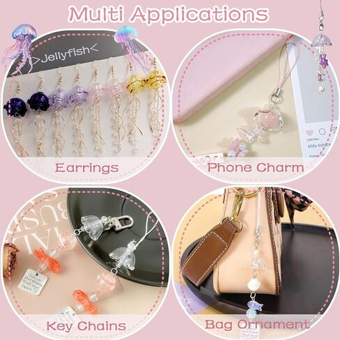 50Pcs Acrylic Clear Flower Bead Caps for Jewelry Making, Transparent Bell Charms, Semi-Round Floral Beads Bulk with Wavy Edge, Jellyfish Beads for Wind Chimes DIY Craft Key Chains-13 * 22mm in Saudi Arabia