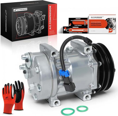 A-Premium Air Conditioner AC Compressor with Clutch Compatible with Volvo ACL, VN/VNL/VNM, WC/WG/WH/WI, White/GMC, ACL, J9C0, WAH WCA WG, WHL WHM, WIA WIL WIM in Kuwait