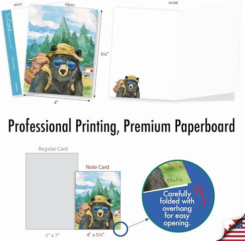 مجموعة بطاقات تهنئة فارغة بألوان مائية متنوعة من شركة The Best Card Company - متضمنة. 10 تصميمات فريدة لبطاقات الملاحظات + مظاريف الشكر والدعوات - يوم عطلة الحيوان AM6670OCB-B1x10 in Kuwait