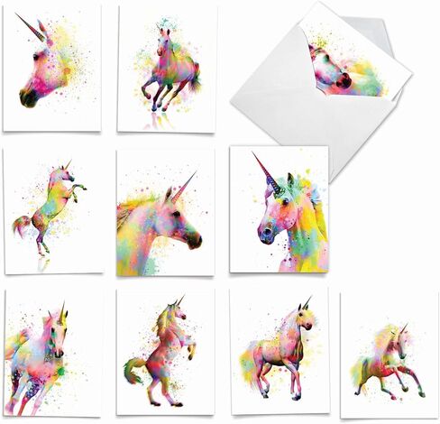 مجموعة بطاقات تهنئة فارغة بألوان مائية متنوعة من شركة The Best Card Company - متضمنة. 10 تصميمات فريدة لبطاقات الملاحظات + مظاريف الشكر والدعوات - يوم عطلة الحيوان AM6670OCB-B1x10 in Kuwait