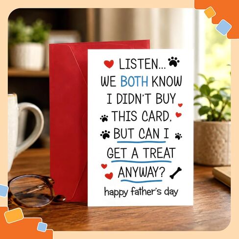 NewEleven Father's Day Card from Dog, Funny Puppy Greeting for Dog Dad, Unique Gift for Husband in Saudi Arabia