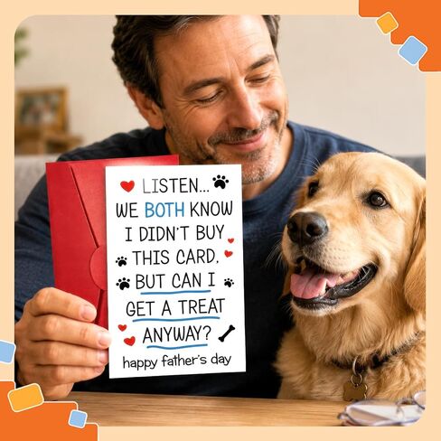 NewEleven Father's Day Card from Dog, Funny Puppy Greeting for Dog Dad, Unique Gift for Husband in Saudi Arabia