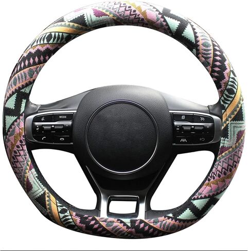 Car Steering Wheel Cover D Shape - Bohemian Style Steering Wheel Cover for Women,14.5-15inches in Saudi Arabia