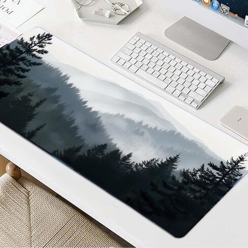 Mouse Pad, Large Extended Gaming Mouse Pad, Non Slip Rubber Base & Stitched Edges Mousepad, Grey Forest Desk Mat for Office Computer Keyboard Home(35.4 x 15.7 inch, Grey Forest) in Saudi Arabia