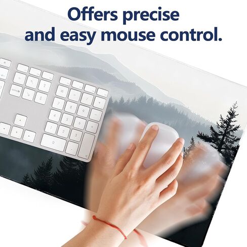 Mouse Pad, Large Extended Gaming Mouse Pad, Non Slip Rubber Base & Stitched Edges Mousepad, Grey Forest Desk Mat for Office Computer Keyboard Home(35.4 x 15.7 inch, Grey Forest) in Saudi Arabia