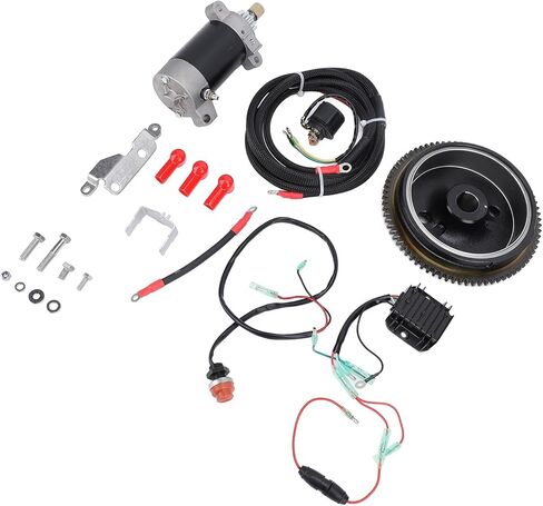 Electric Starter Kit for 4 Stroke Outboard Motors, Complete Set with Flywheel, Motor, Power Cord, Rectifier, Relay, Aluminum and Iron Construction, OEM 6AH-85550-10 in Saudi Arabia