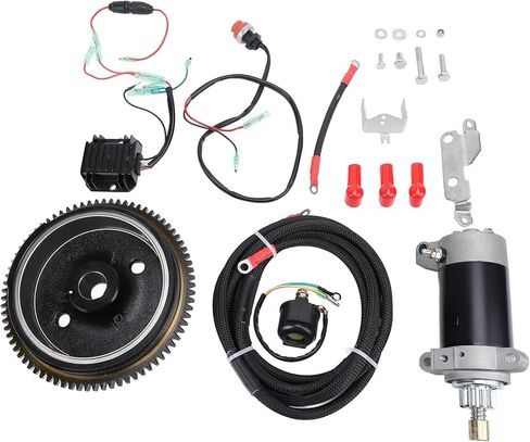 Electric Starter Kit for 4 Stroke Outboard Motors, Complete Set with Flywheel, Motor, Power Cord, Rectifier, Relay, Aluminum and Iron Construction, OEM 6AH-85550-10 in Saudi Arabia