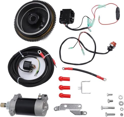 Electric Starter Kit for 4 Stroke Outboard Motors, Complete Set with Flywheel, Motor, Power Cord, Rectifier, Relay, Aluminum and Iron Construction, OEM 6AH-85550-10 in Saudi Arabia