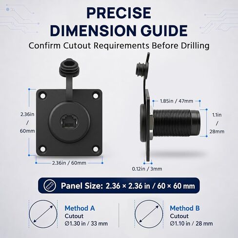 Starlink Pass Through Kit for RV, Waterproof RJ45 Cat6 Wall Socket Compatible with Starlink Standard 4/4X Gen 3 & Mini Ethernet Only, Aluminum Alloy Ethernet Connector for Camper Trailer Boat in Saudi Arabia