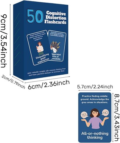 Cognitive Distortion Flashcards – 50 Visual and Textual Guidance Cards for Recognition of Biases, Mental Well-Being Support in Saudi Arabia