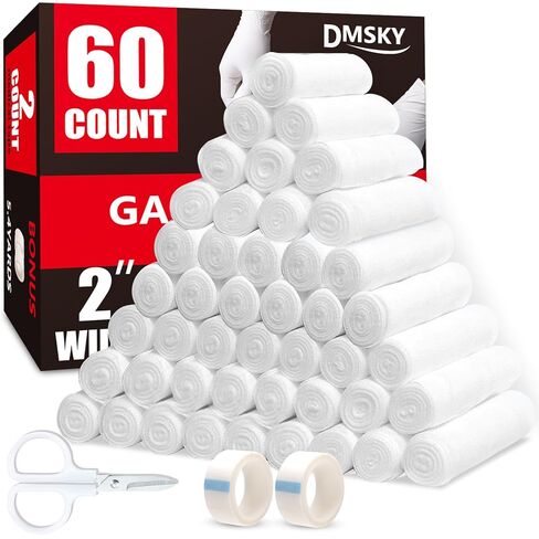 180 Pack Gauze Rolls, 4 in x 4.1 Yards, Individually Wrapped Breathable Rolled Gauze, Premium First Aid Supplies & Medical Supplies for Wounds in Saudi Arabia