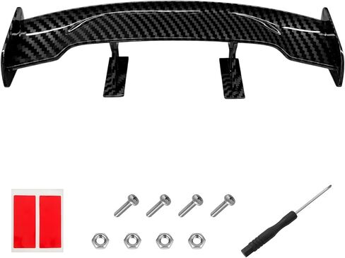 Car Mini Spoiler Wing, 9.6 Inch Self-Adhesive Car Rear Tail Decorative Spoiler Wing Without Perforation, Tiny Trunk Tail Wings Automotive Exterior Accessories for Women Men (Carbon Fiber) in Saudi Arabia