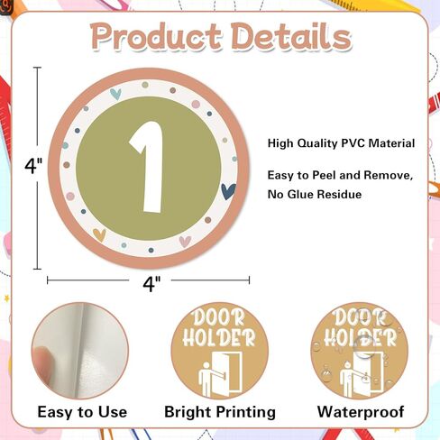 Boho Line Up Spots Stickers for Classroom Floor, 36pcs Number Stickers for Classroom, Waterproof Numbers Sticker Markers for Preschool Kindergarten Elementary Teacher Back to School Supply in Saudi Arabia