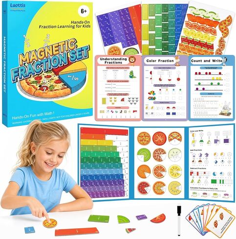 Magnetic Fraction Playbook for Kids – Magnetic Fraction Tiles & Montessori Fraction Demonstration Book, Hands-On Educational Puzzle Learning Set for Home, Elementary Classroom & Homeschool in Saudi Arabia