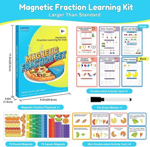 Magnetic Fraction Playbook for Kids – Magnetic Fraction Tiles & Montessori Fraction Demonstration Book, Hands-On Educational Puzzle Learning Set for Home, Elementary Classroom & Homeschool in Saudi Arabia
