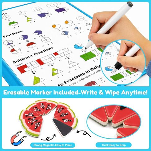 Magnetic Fraction Playbook for Kids – Magnetic Fraction Tiles & Montessori Fraction Demonstration Book, Hands-On Educational Puzzle Learning Set for Home, Elementary Classroom & Homeschool in Saudi Arabia