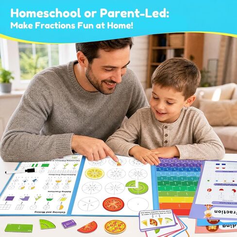 Magnetic Fraction Playbook for Kids – Magnetic Fraction Tiles & Montessori Fraction Demonstration Book, Hands-On Educational Puzzle Learning Set for Home, Elementary Classroom & Homeschool in Saudi Arabia