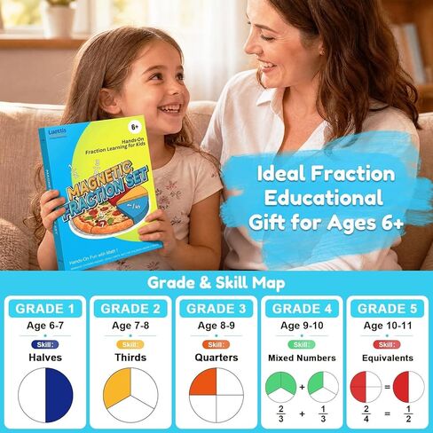 Magnetic Fraction Playbook for Kids – Magnetic Fraction Tiles & Montessori Fraction Demonstration Book, Hands-On Educational Puzzle Learning Set for Home, Elementary Classroom & Homeschool in Saudi Arabia