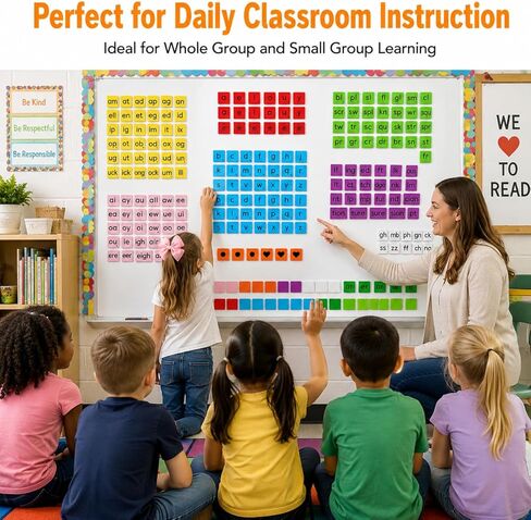 Large Size Phonics Word Building Magnetic Letter Tiles Set 239 Pieces Color-Coded Magnet Tiles with 2 Magnetic Spelling Boards Phonics Manipulatives Science of Reading Classroom Must Have Phonics Kit in Saudi Arabia
