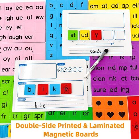 Large Size Phonics Word Building Magnetic Letter Tiles Set 239 Pieces Color-Coded Magnet Tiles with 2 Magnetic Spelling Boards Phonics Manipulatives Science of Reading Classroom Must Have Phonics Kit in Saudi Arabia