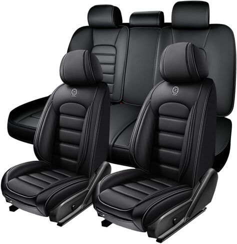 5 Seat Covers for Honda Accord Crosstour 2010-2011,Premium Nappa Leather Car Seat Covers Seat Cushions,Waterproof Soft Seat Covers for Cars,Interior Accessories Airbag Compatible（Standard-Black&Red） in Saudi Arabia