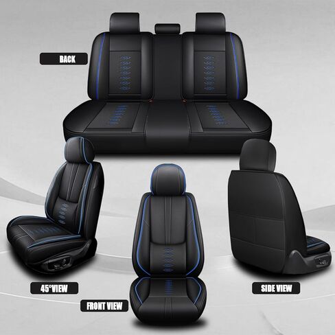 مناسب لأغطية مقاعد السيارة Honda Fit 2007-2020، أغطية مقاعد جلدية مقاومة للماء، واقيات مقاعد السيارة مضادة للانزلاق، متوافقة مع الوسادة الهوائية، غطاء مقعد أمامي للسيارات (مقعدين/أسود + أزرق) in Kuwait
