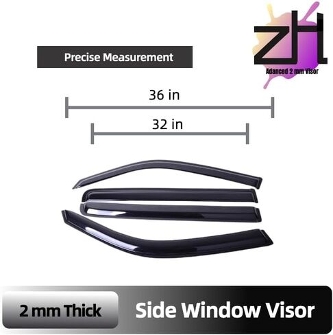 Fit for Honda Pilot 2009 2010 2011 2012 2013 2014 2015; Premier 2mm Thick Tape-On Premium Wind Deflectors for Front and Rear Windows, Durable & Sleek Design, Set of 4 in Kuwait
