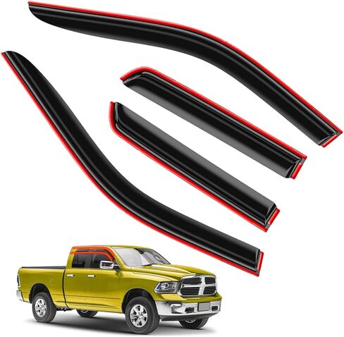 in-Channel Rain Guards for Dodge Ram 1500 2009-2018 Crew Cab, Ram 1500 Classic 2019-2025 Crew Cab, Ram 2500/3500 2011-2025 Crew & Mega Cab | Window Visors, Vent Shades, Window Deflectors in Kuwait