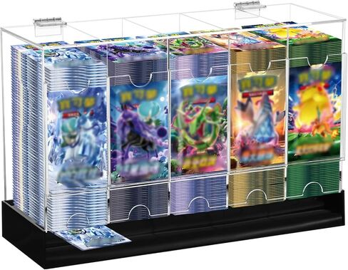 5-Slot Booster Pack Dispenser with Base Clear Acrylic Display Case Holds Up to 200 Booster Packs for Easy Access Works for Sports Card Collectibles and TCG Trading Card Games in Saudi Arabia