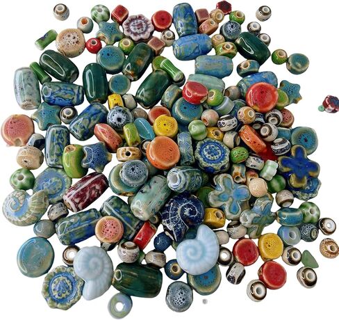 Assorted Ceramic Beads Mixed Colors for Jewelry Making, DlY Arts Crafts Decorative Mixed Beads Ceramic Porcelain for Handicrafts,Bracelet, Earring for Women Above 12 Years Old Half Pound in Saudi Arabia