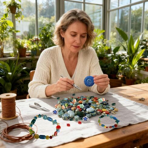 Assorted Ceramic Beads Mixed Colors for Jewelry Making, DlY Arts Crafts Decorative Mixed Beads Ceramic Porcelain for Handicrafts,Bracelet, Earring for Women Above 12 Years Old Half Pound in Saudi Arabia