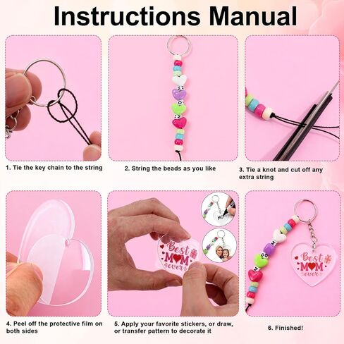 24 Set Mothers Day Craft Kits, Mom DIY Keychain Bulk Set with Acrylic Blank and UV DTF Stickers, Mama Craft Gifts Making Kit, Funny Classroom Home Birthday Art Activities Party Favors in Saudi Arabia