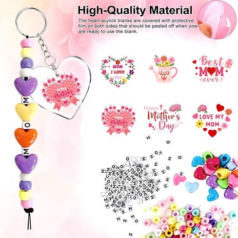 24 Set Mothers Day Craft Kits, Mom DIY Keychain Bulk Set with Acrylic Blank and UV DTF Stickers, Mama Craft Gifts Making Kit, Funny Classroom Home Birthday Art Activities Party Favors in Saudi Arabia